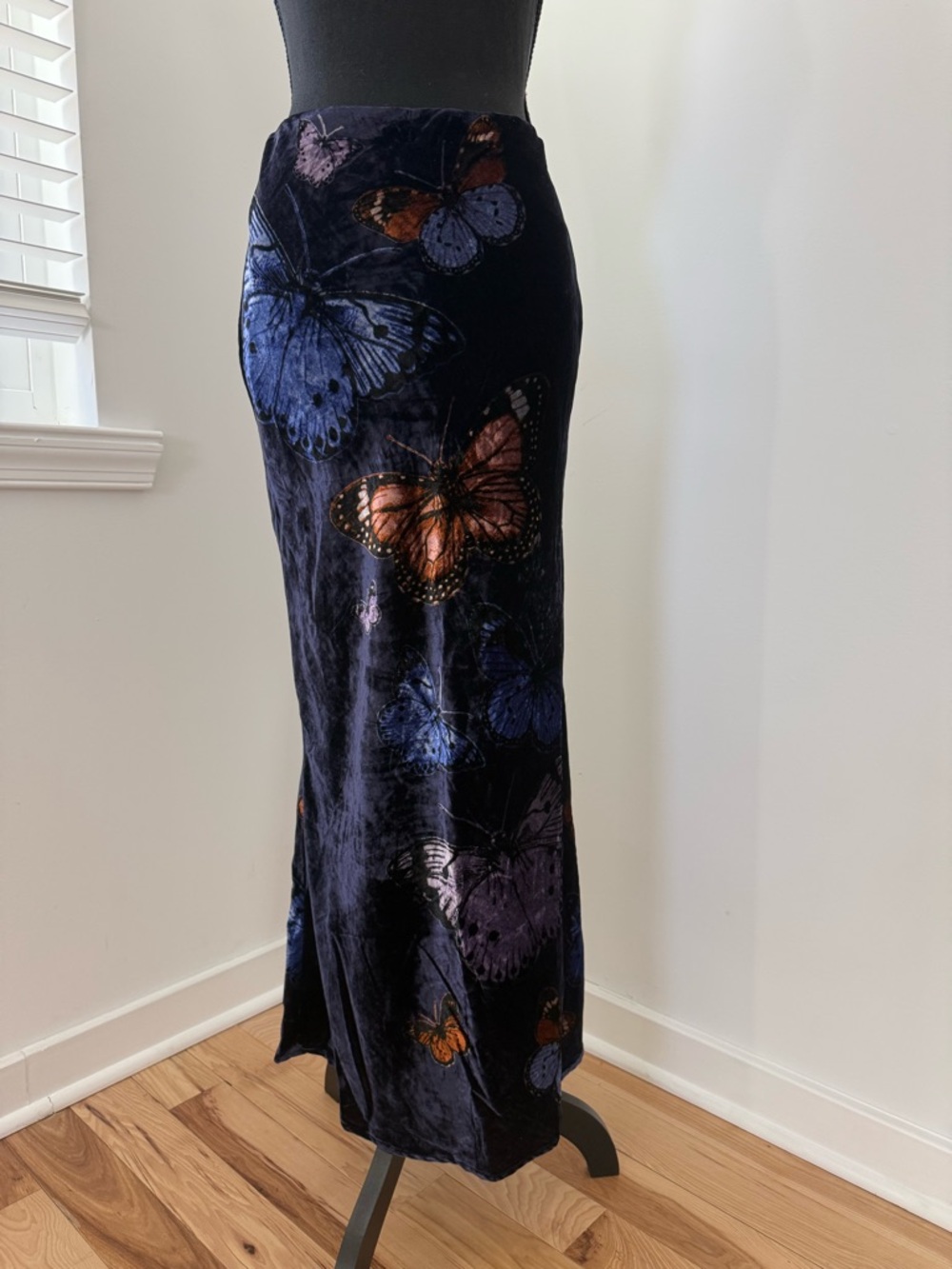 NWT Anthropologie Velvet Butterfly Maxi Skirt